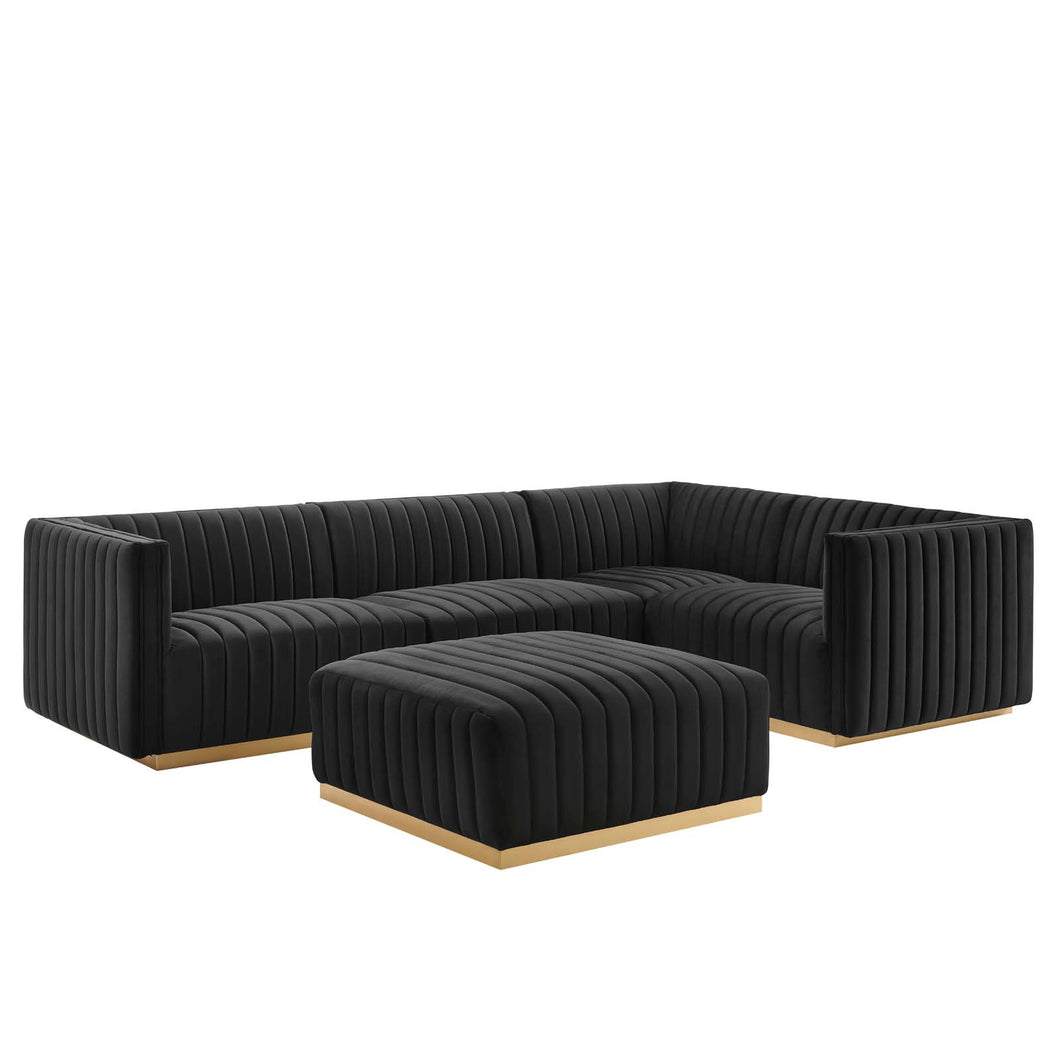 Conjure Channel Tufted Performance Velvet 5-Piece