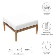 Load image into Gallery viewer, Clearwater Outdoor Patio Teak Wood Ottoman by Modway
