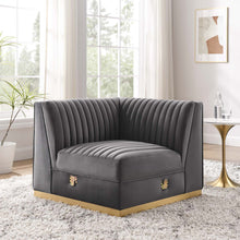 Load image into Gallery viewer, Sanguine Channel Tufted Performance Velvet Modular Sectional Sofa Left Corner Chair by Modway
