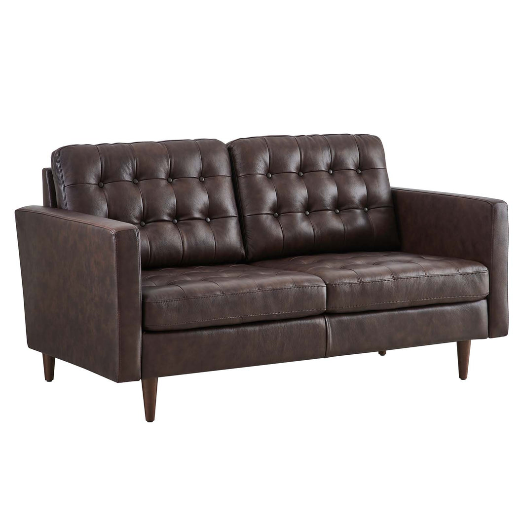 Exalt Tufted Leather Loveseat by Modway