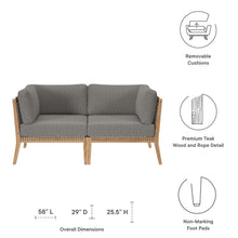 Load image into Gallery viewer, Clearwater Outdoor Patio Teak Wood Loveseat by Modway
