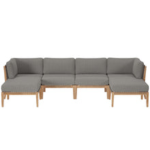 Load image into Gallery viewer, Clearwater 6-Piece Outdoor Patio Teak Wood Sectional Sofa by Modway
