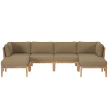 Load image into Gallery viewer, Clearwater 6-Piece Outdoor Patio Teak Wood Sectional Sofa by Modway
