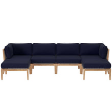 Load image into Gallery viewer, Clearwater 6-Piece Outdoor Patio Teak Wood Sectional Sofa by Modway
