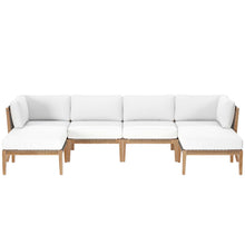 Load image into Gallery viewer, Clearwater 6-Piece Outdoor Patio Teak Wood Sectional Sofa by Modway
