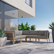Load image into Gallery viewer, Clearwater 5-Piece Outdoor Patio Teak Wood Sectional Sofa by Modway
