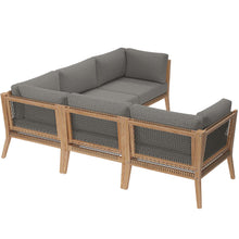 Load image into Gallery viewer, Clearwater 5-Piece Outdoor Patio Teak Wood Sectional Sofa by Modway
