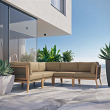 Load image into Gallery viewer, Clearwater 5-Piece Outdoor Patio Teak Wood Sectional Sofa by Modway
