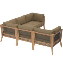 Load image into Gallery viewer, Clearwater 5-Piece Outdoor Patio Teak Wood Sectional Sofa by Modway
