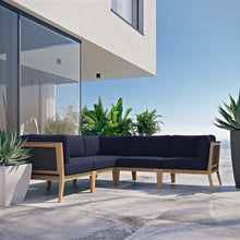 Load image into Gallery viewer, Clearwater 5-Piece Outdoor Patio Teak Wood Sectional Sofa by Modway
