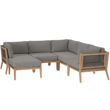 Load image into Gallery viewer, Clearwater 6-Piece Outdoor Patio Teak Wood Sectional Sofa by Modway
