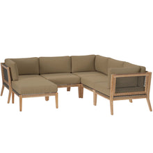 Load image into Gallery viewer, Clearwater 6-Piece Outdoor Patio Teak Wood Sectional Sofa by Modway
