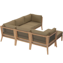 Load image into Gallery viewer, Clearwater 6-Piece Outdoor Patio Teak Wood Sectional Sofa by Modway
