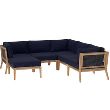 Load image into Gallery viewer, Clearwater 6-Piece Outdoor Patio Teak Wood Sectional Sofa by Modway
