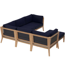 Load image into Gallery viewer, Clearwater 6-Piece Outdoor Patio Teak Wood Sectional Sofa by Modway
