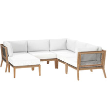Load image into Gallery viewer, Clearwater 6-Piece Outdoor Patio Teak Wood Sectional Sofa by Modway
