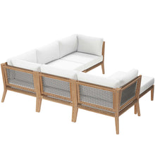 Load image into Gallery viewer, Clearwater 6-Piece Outdoor Patio Teak Wood Sectional Sofa by Modway
