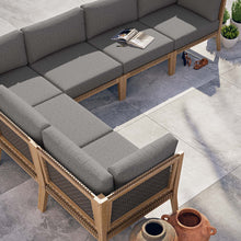 Load image into Gallery viewer, Clearwater 6-Piece Outdoor Patio Teak Wood Sectional Sofa by Modway
