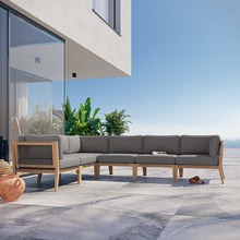 Load image into Gallery viewer, Clearwater 6-Piece Outdoor Patio Teak Wood Sectional Sofa by Modway
