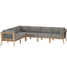 Load image into Gallery viewer, Clearwater 6-Piece Outdoor Patio Teak Wood Sectional Sofa by Modway
