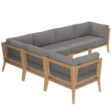 Load image into Gallery viewer, Clearwater 6-Piece Outdoor Patio Teak Wood Sectional Sofa by Modway

