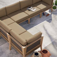 Load image into Gallery viewer, Clearwater 6-Piece Outdoor Patio Teak Wood Sectional Sofa by Modway
