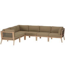 Load image into Gallery viewer, Clearwater 6-Piece Outdoor Patio Teak Wood Sectional Sofa by Modway
