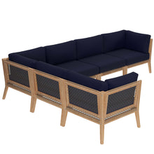 Load image into Gallery viewer, Clearwater 6-Piece Outdoor Patio Teak Wood Sectional Sofa by Modway
