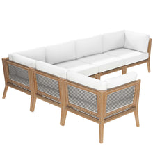 Load image into Gallery viewer, Clearwater 6-Piece Outdoor Patio Teak Wood Sectional Sofa by Modway
