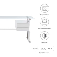 Load image into Gallery viewer, Sector 71&quot; Glass Top Glass Office Desk by Modway
