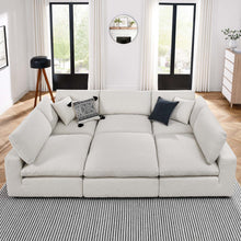 Load image into Gallery viewer, Commix Down Filled Overstuffed Boucle Fabric 6-Piece Sectional Sofa
