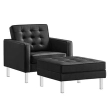 Load image into Gallery viewer, Loft Tufted Vegan Leather Armchair and Ottoman Set by Modway
