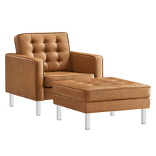 Load image into Gallery viewer, Loft Tufted Vegan Leather Armchair and Ottoman Set by Modway
