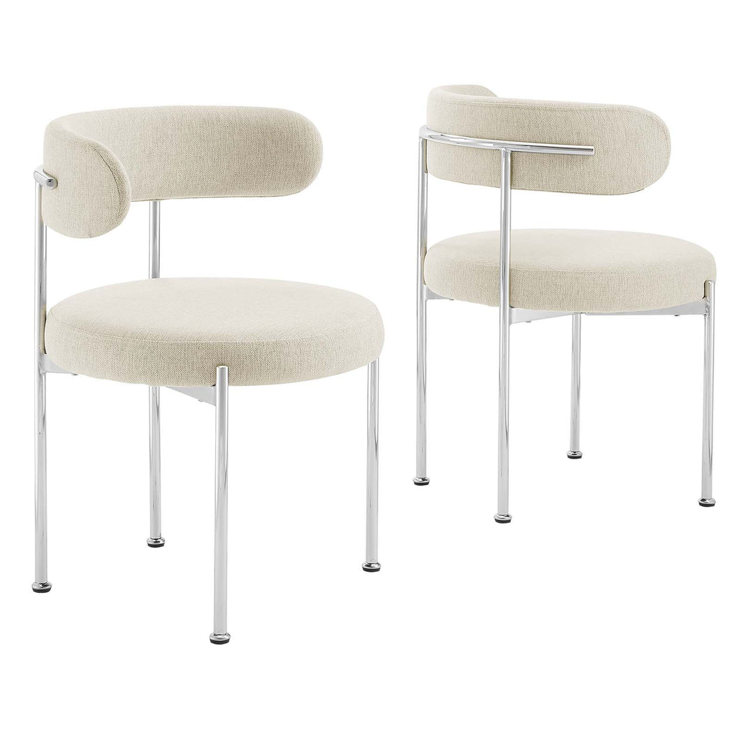 Albie Fabric Dining Chairs Set of 2 by Modway