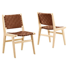 Load image into Gallery viewer, Saoirse Leather Wood Dining Side Chair Set of 2 by Modway
