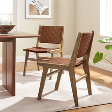 Load image into Gallery viewer, Saoirse Leather Wood Dining Side Chair Set of 2 by Modway
