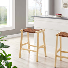 Load image into Gallery viewer, Saoirse Faux Leather Wood Counter Stool Set of 2 by Modway
