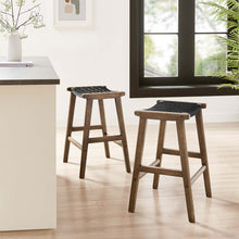 Load image into Gallery viewer, Saoirse Faux Leather Wood Counter Stool Set of 2 by Modway
