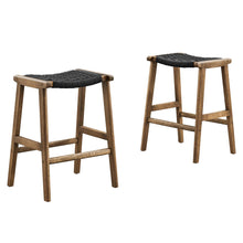 Load image into Gallery viewer, Saoirse Woven Rope Wood Counter Stool Set of 2 by Modway
