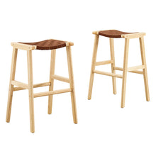 Load image into Gallery viewer, Saoirse Leather Wood Bar Stool Set of 2 by Modway

