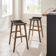 Load image into Gallery viewer, Saoirse Leather Wood Bar Stool Set of 2 by Modway
