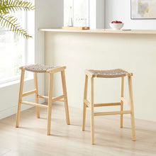 Load image into Gallery viewer, Saoirse Woven Rope Wood Bar Stool Set of 2 by Modway
