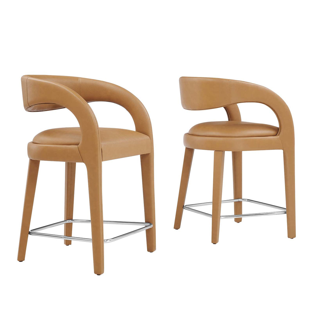 Pinnacle Vegan Leather Counter Stool Set of 2 by Modway