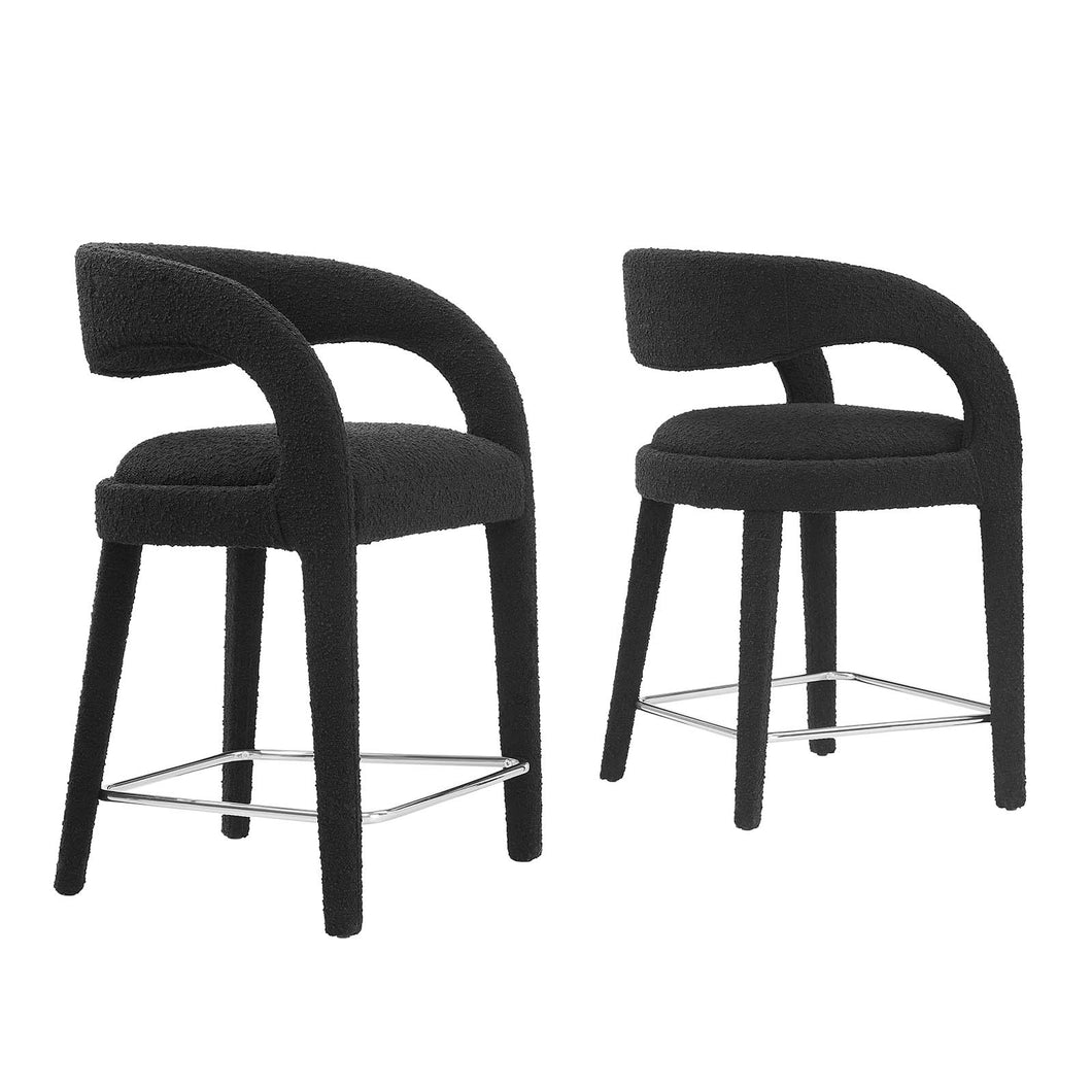 Pinnacle Boucle Upholstered Counter Stool Set of 2 by Modway