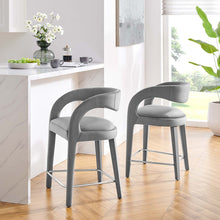 Load image into Gallery viewer, Pinnacle Performance Velvet Counter Stool Set of Two
