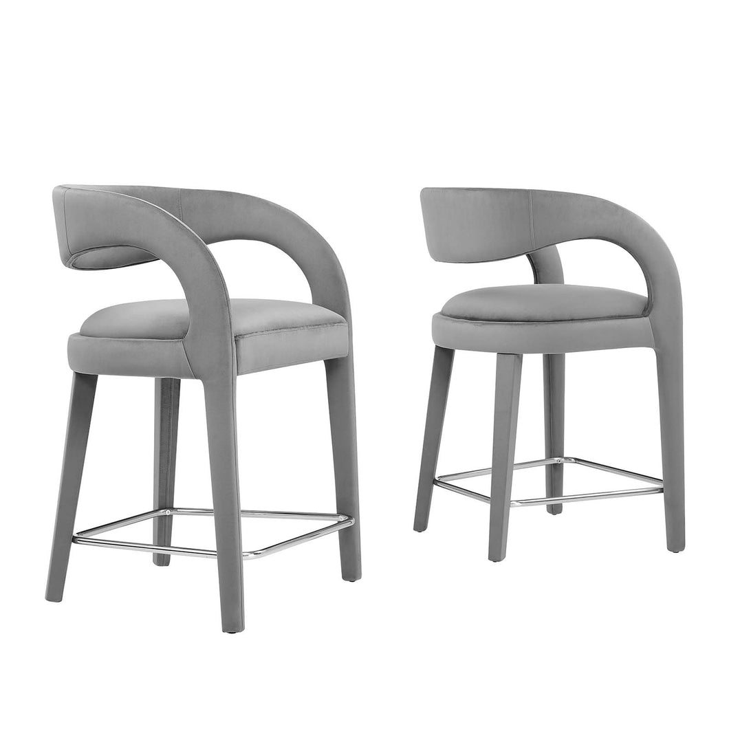 Pinnacle Performance Velvet Counter Stool Set of 2 by Modway