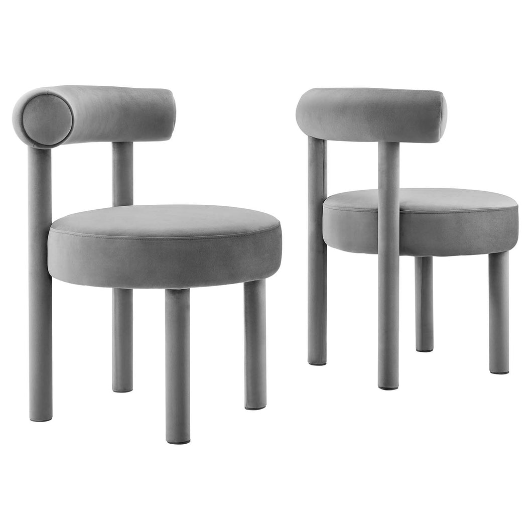 Toulouse Performance Velvet Dining Chair Set of 2 by Modway