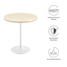 Load image into Gallery viewer, Lippa 20&quot; Round Faux Travertine Side Table by Modway
