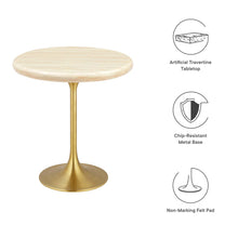 Load image into Gallery viewer, Lippa 20&quot; Round Faux Travertine Side Table by Modway
