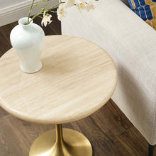 Load image into Gallery viewer, Lippa 20&quot; Round Faux Travertine Side Table by Modway
